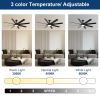 72 inch Large Ceiling Fans with Lights and Remote, Indoor/Outdoor Black Modern Ceiling Fan for Kitchen Living Room Patio