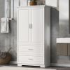 Tall Bathroom Storage Cabinet, Cabinet with Two Doors and Drawers, Adjustable Shelf, MDF Board, White(Old Sku:WF310828AAK)