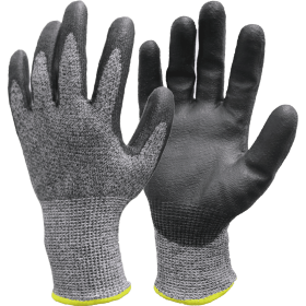 Hyper Tough HPPE ANSI A4 Anti Cut PU Coated Work Gloves, Full Fingers, Men's Medium Size