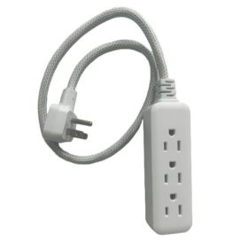 Hyper Tough Indoor 3-Outlet 2ft , White