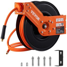 VEVOR Retractable Air Hose Reel, 3/8 IN x 50 FT Hybrid Air Hose Max 300PSI, Air Compressor Hose Reel with 5 ft Lead in