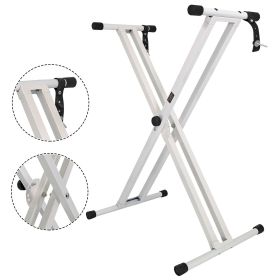 5 CORE Piano Keyboard Stand Double X Style Heavy Duty Adjustable Digital Electric Piano Riser Durable & Sturdy Music Synthesizer Holder Stands For 61 (Color: KS 2X WH)